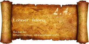 Lohner Adony névjegykártya